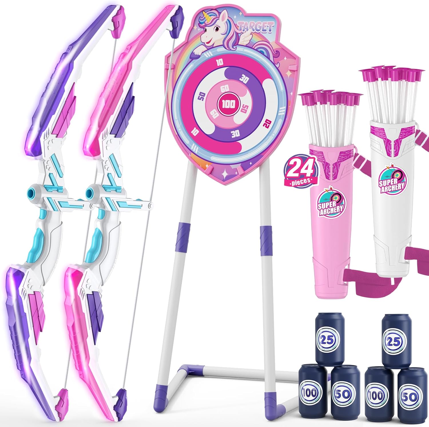 Detalle de HYES 2 Pack LED Light Up Bow and Arrow Set for Kids