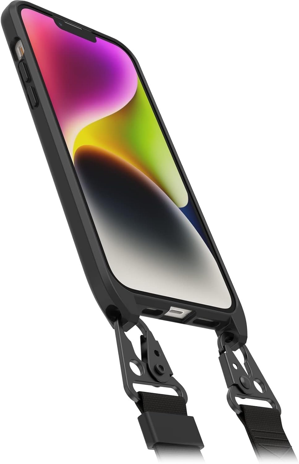 Detalle 2 de Otterbox Cover React Lanyard con MagSafe per iPhone 14 Plus (custodia sottile antishock con cordino) nera