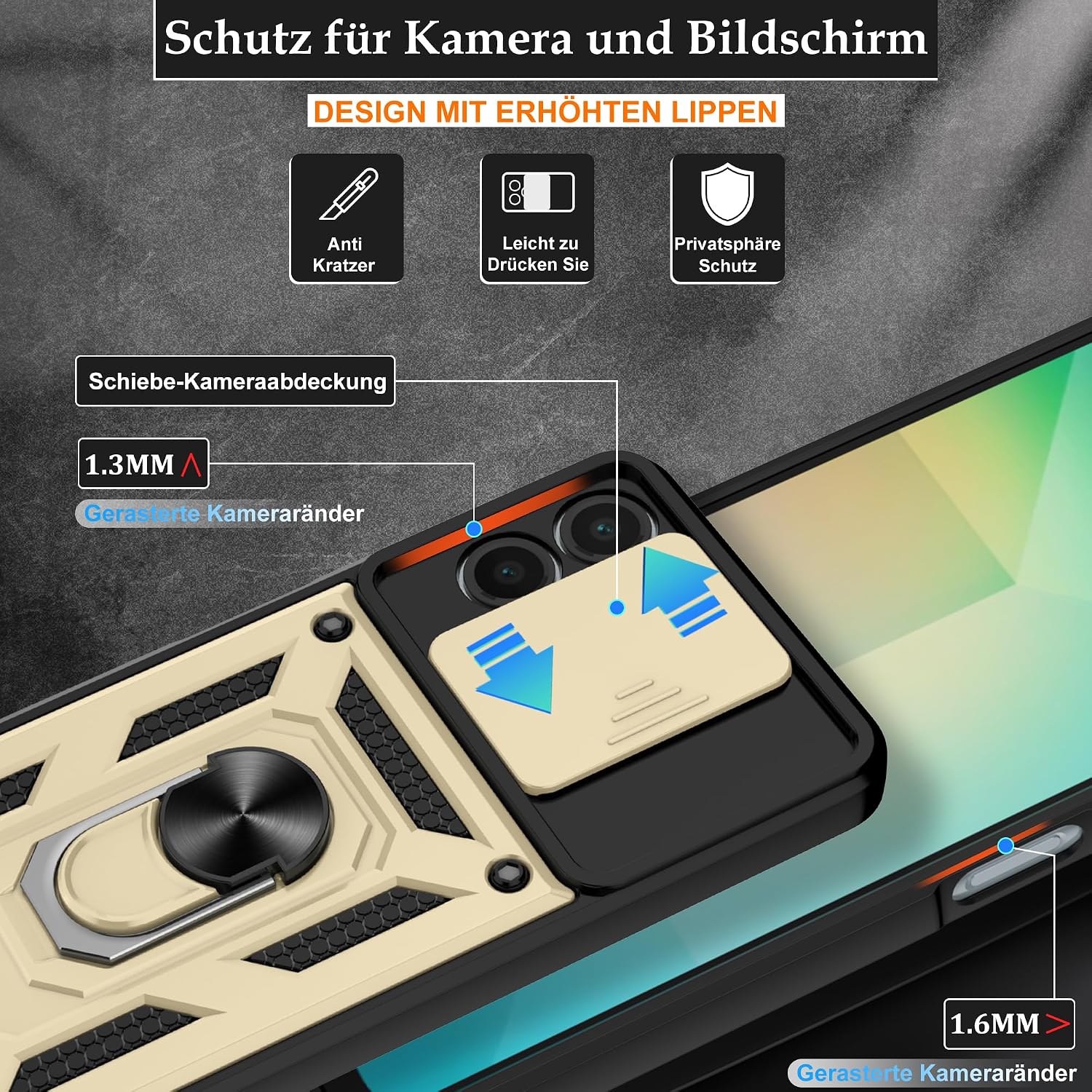 Detalle de Jshru Galaxy A06 Hülle mit 360° Ständer