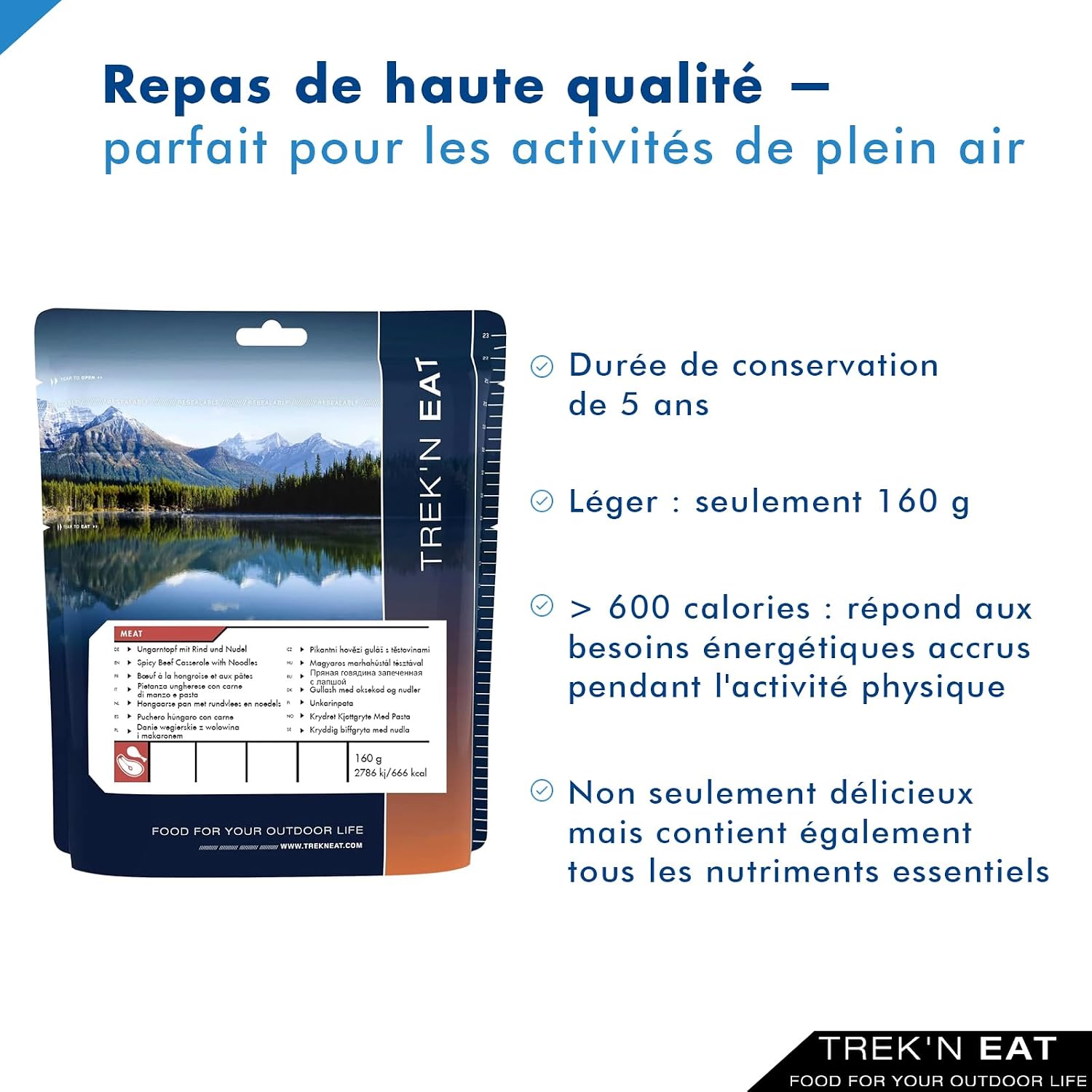 Detalle 1 de TREK'N EAT Bœuf hongrois et pâtes lyophilisées