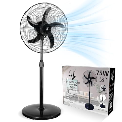 Detalle de Lirixia Ventilador de Pie Potente 75W, 18" con Altura Regulable y Oscilación 120°