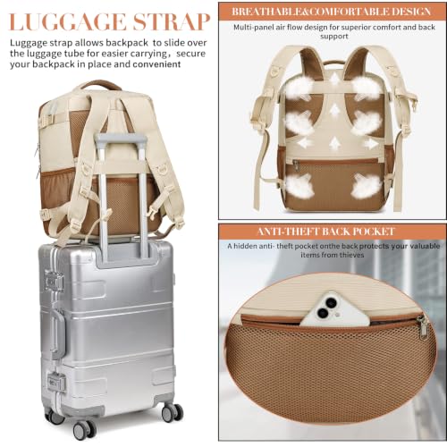 Thumbnail 6 de PUSLOM Mochila de cabina 40x30x20 cm – 24 L, USB, anti‑robo, beige