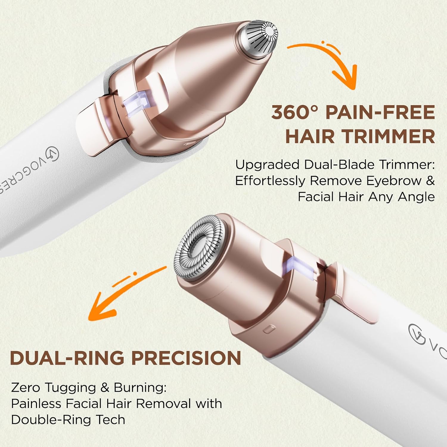 Detalle de Portable Eyebrow Trimmer & Facial Hair Remover for Women – 2 in 1, Rechargeable with Built-in LED