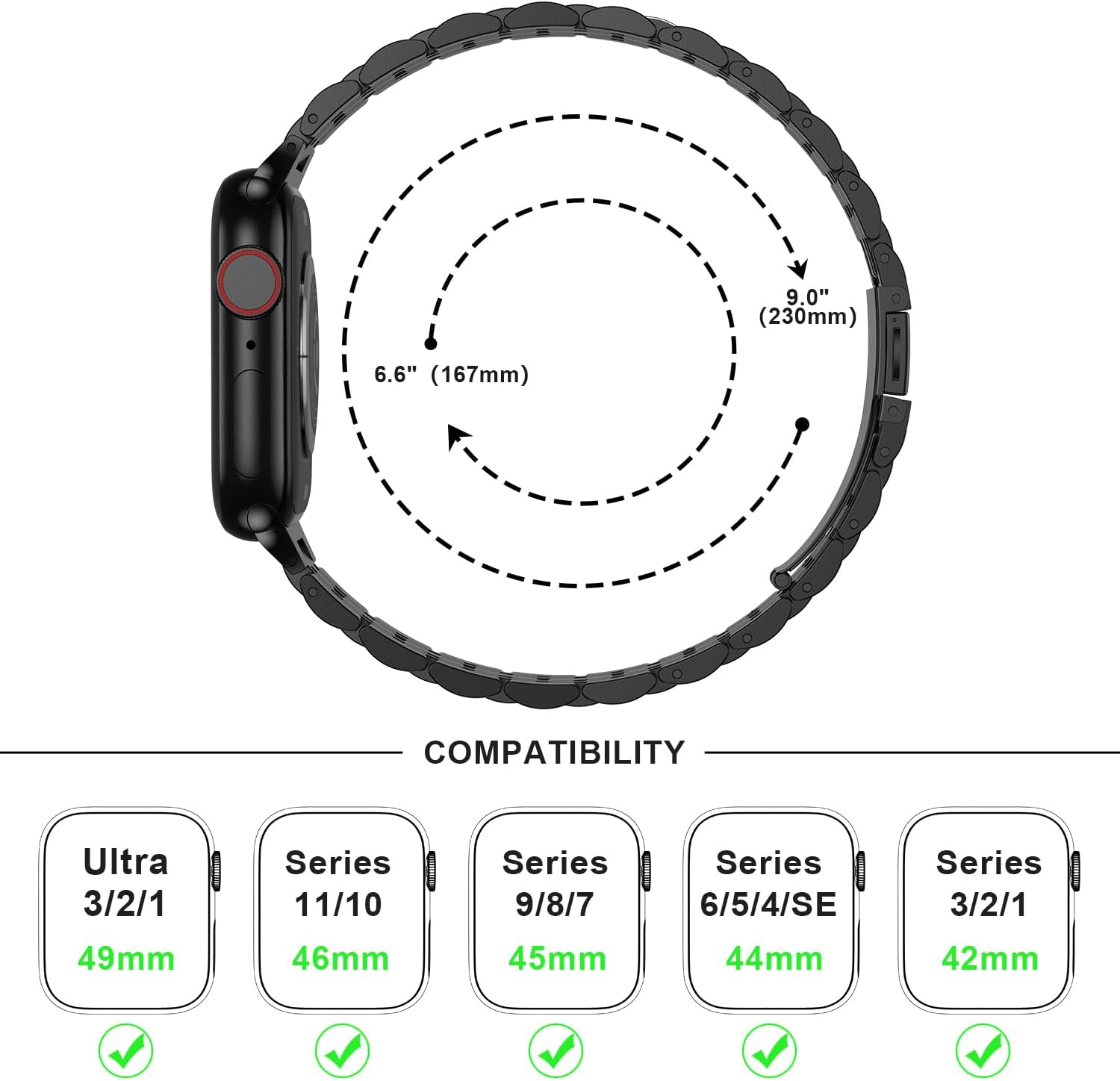 Detalle de Anlinser metal Apple Watch strap 46mm