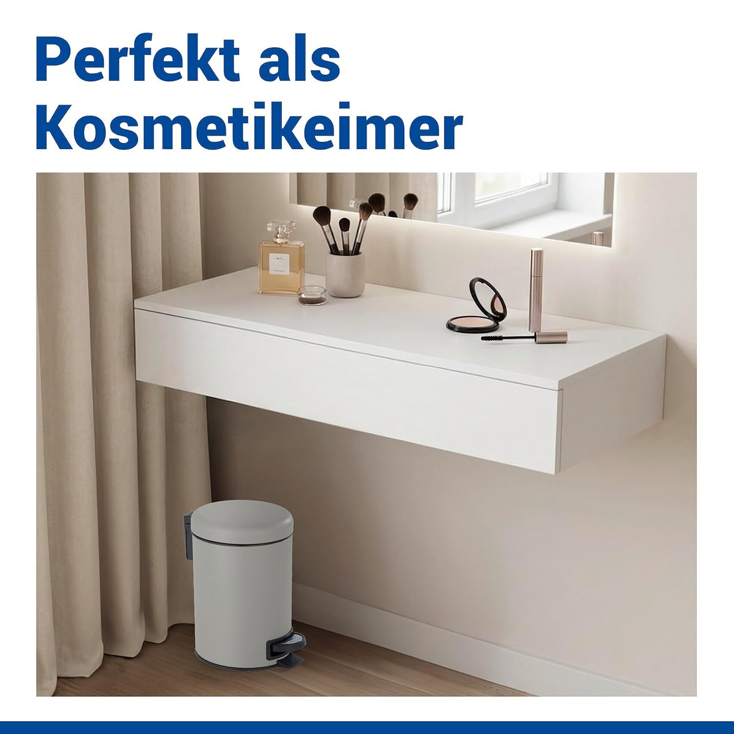 Detalle de WENKO Treteimer Mod. Leman, 3 Liter, Taupe Matt – mit herausnehmbarem Einsatz