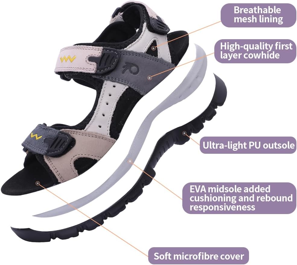 Thumbnail 1 de MGGMOKAY Sandali Sportivi da Donna in Pelle: comfort e versatilità per trekking e outdoor