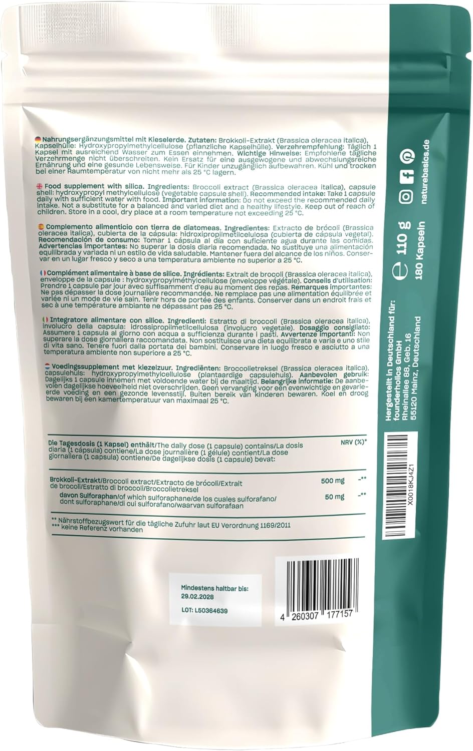 Thumbnail 5 de Sulforaphan Kapseln hochdosiert von Nature Basics – 180 Kapseln, 50 mg Sulforaphan pro Kapsel