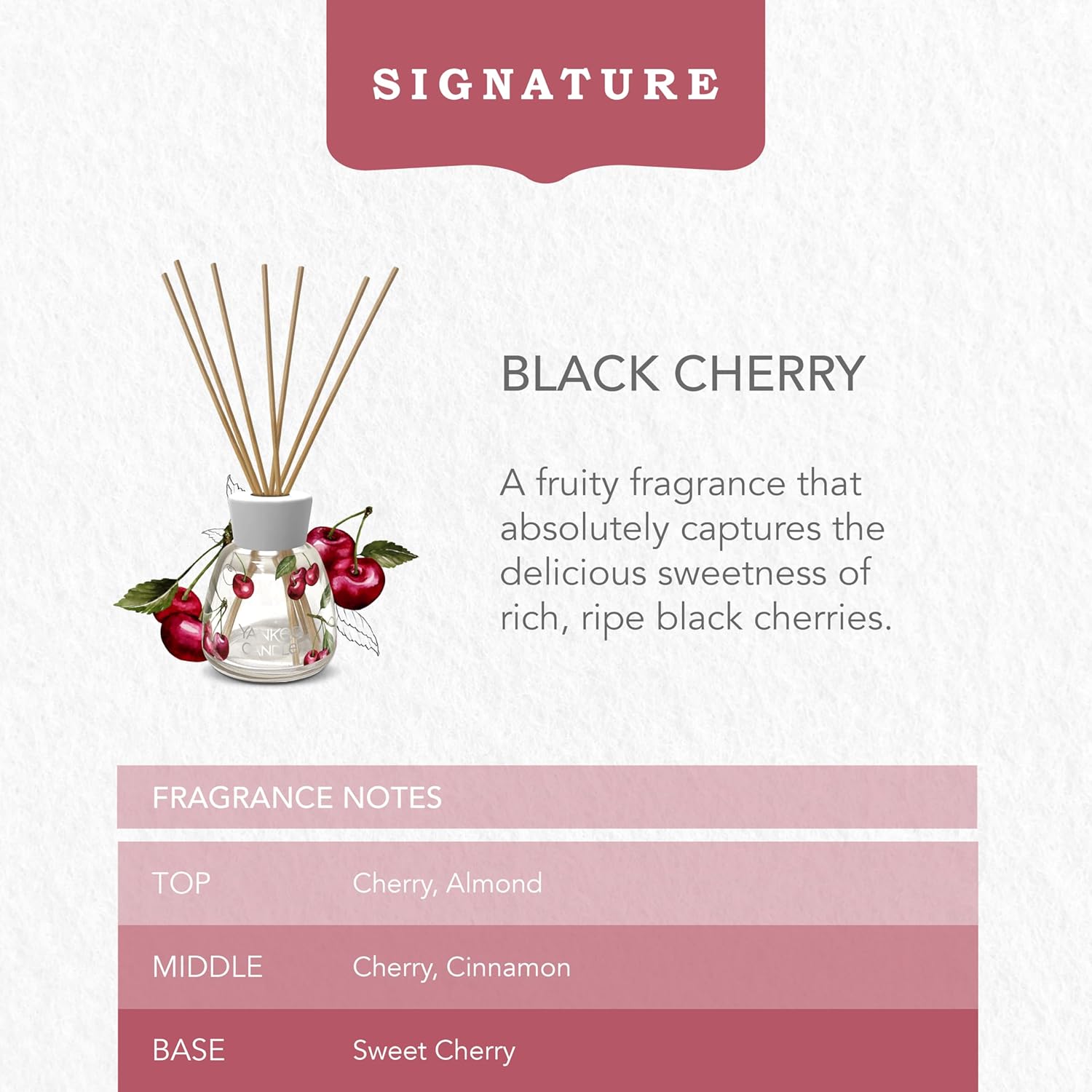 Detalle de YANKEE CANDLE Signature brins diffuseur Cerise griotte – 100 ml, jusqu’à 10 semaines