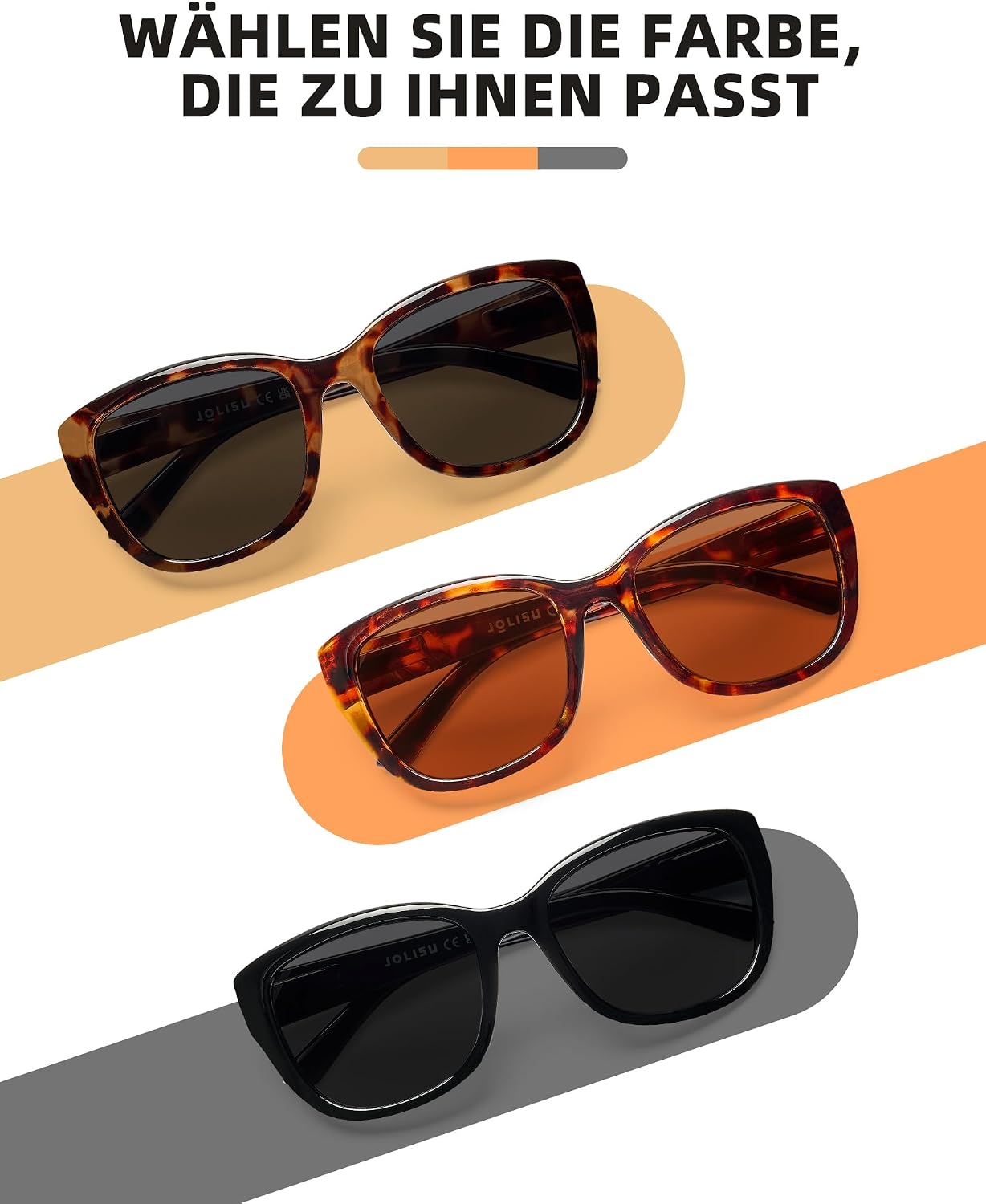 Detalle 2 de JOLISU 3er-Pack Lesesonnenbrillen mit UV400-Schutz (für Damen & Herren) – integrierte Sonnenlesebrille für draußen