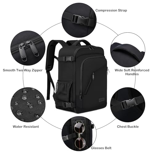 Detalle de Bagage Cabine 40x20x25 pour Ryanair — Sac à Dos WENIG 20 L avec port USB et compartiment pour ordinateur 14 pouces