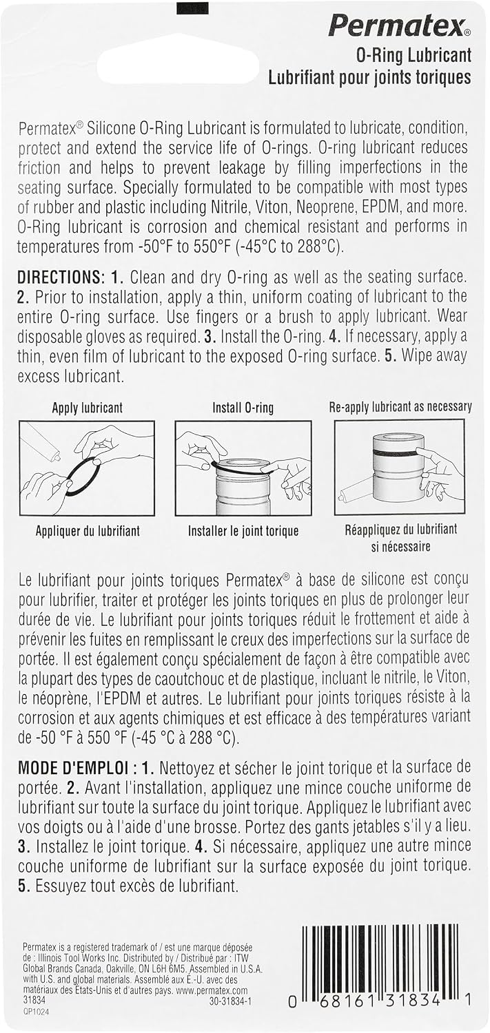 Detalle 2 de Permatex 31834 Silicone O-Ring Lubricant, 44 mL Tube