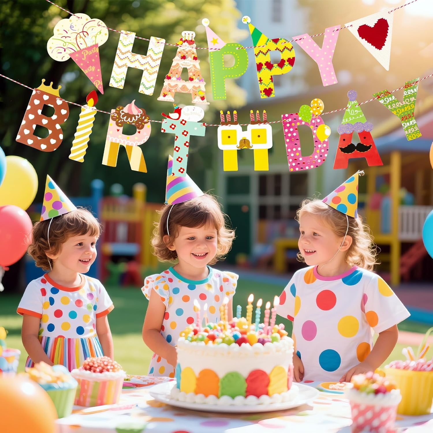 Thumbnail 3 de Happy Birthday Girlande von SUNBEAUTY mit 15 Alphabet-Karten und ca. 2 m Schnur (bunt)