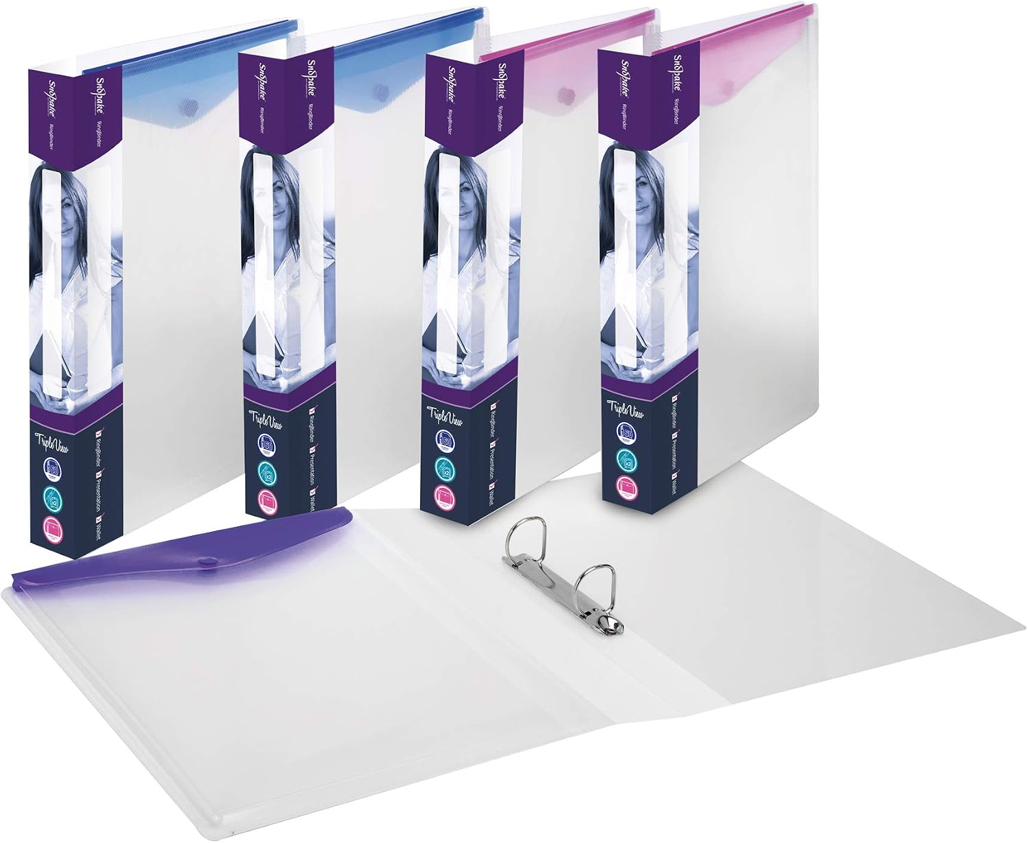 Snopake A4 2 D-Ring RingBinder 25mm TripleView Pack of 5