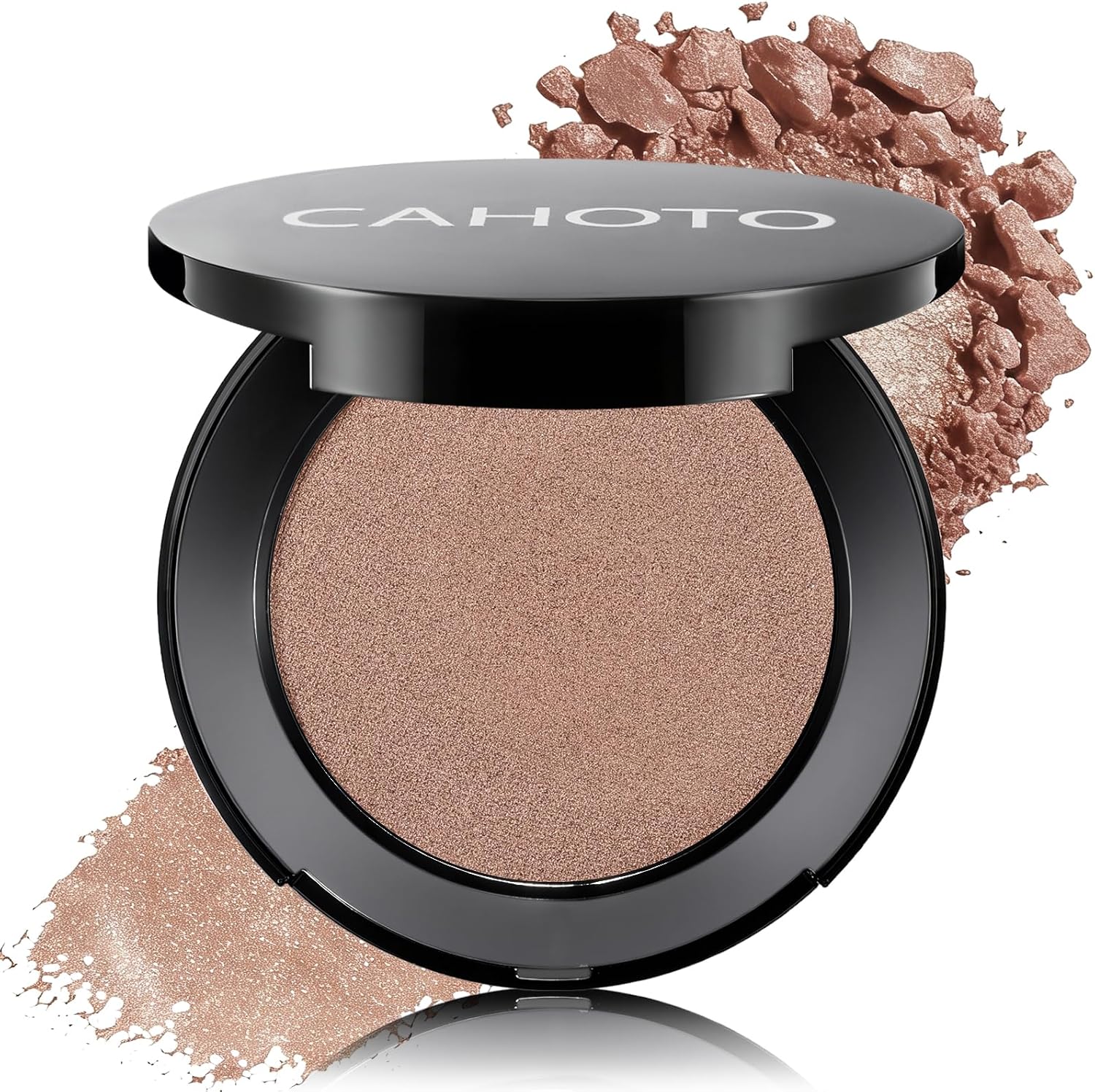 Detalle de CAHOTO Pearlized Brown Shimmer Eyeshadow Single with Mirror, Pressed Powder