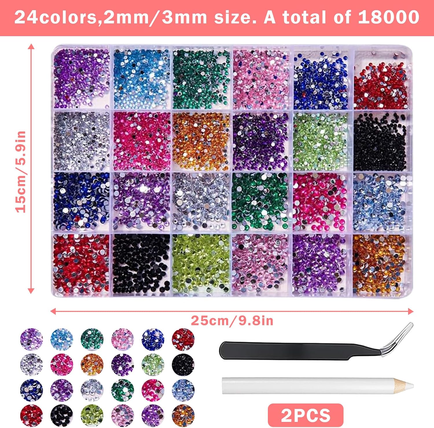 Thumbnail 3 de Strass-steentjes met platte achterkant, 18.000 stuks in 12 kleuren en 2 maten