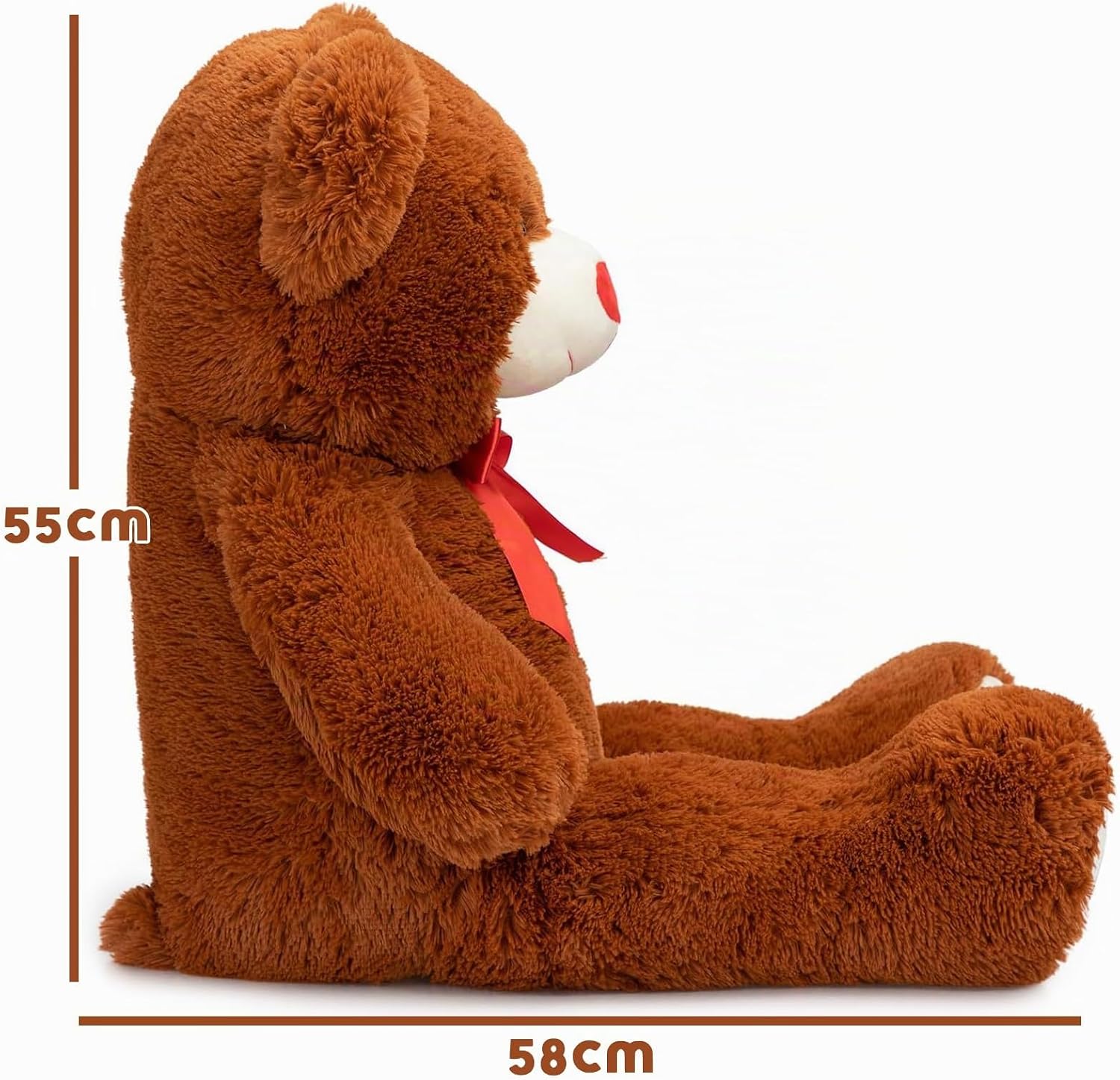 Thumbnail 5 de BEJOY Ours en peluche géant 91 cm – Ours marron doux avec cœurs rouges et nœud satiné
