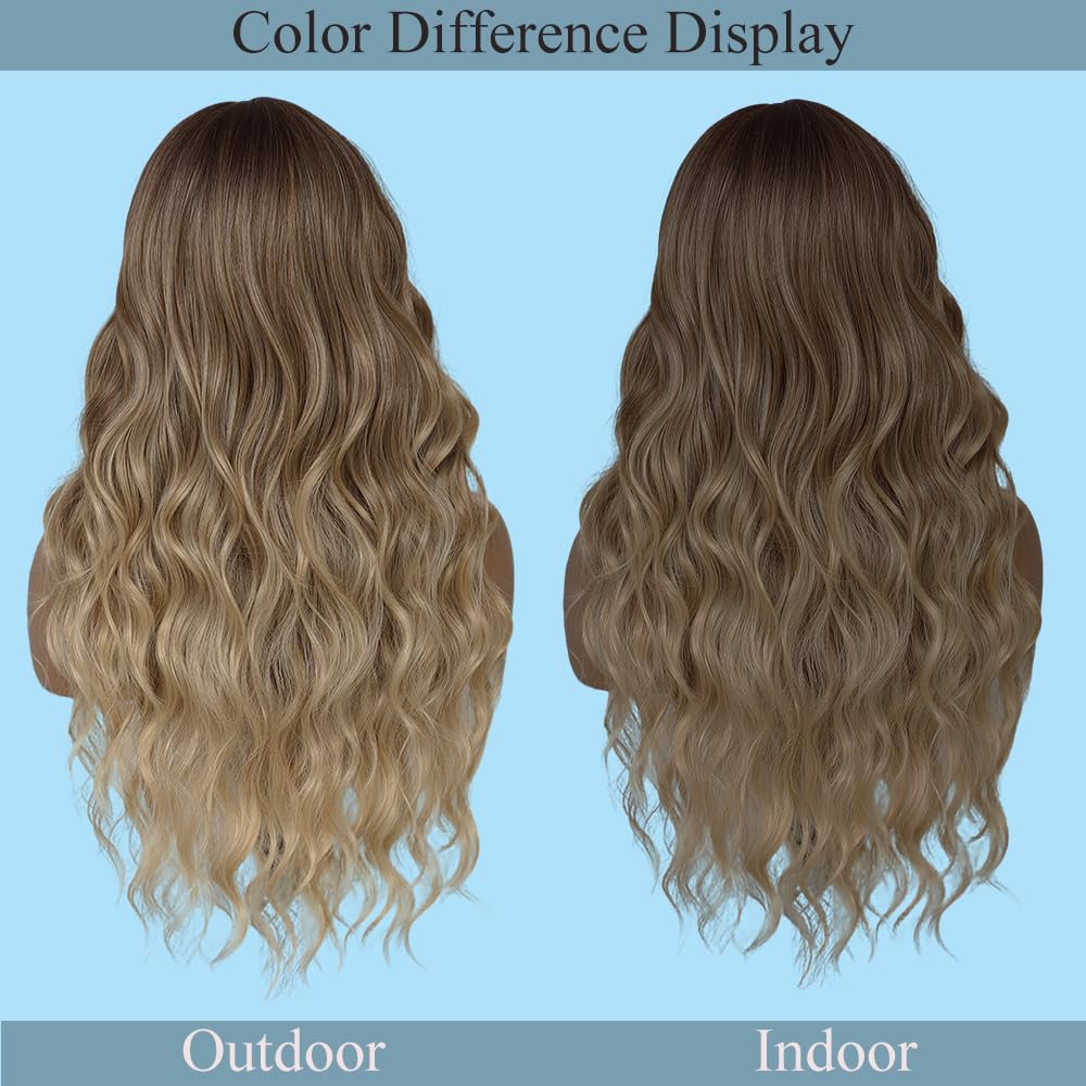 Thumbnail 6 de HMHIFI 26-Inch Blonde Wig, Long Wavy Curls and Middle Part