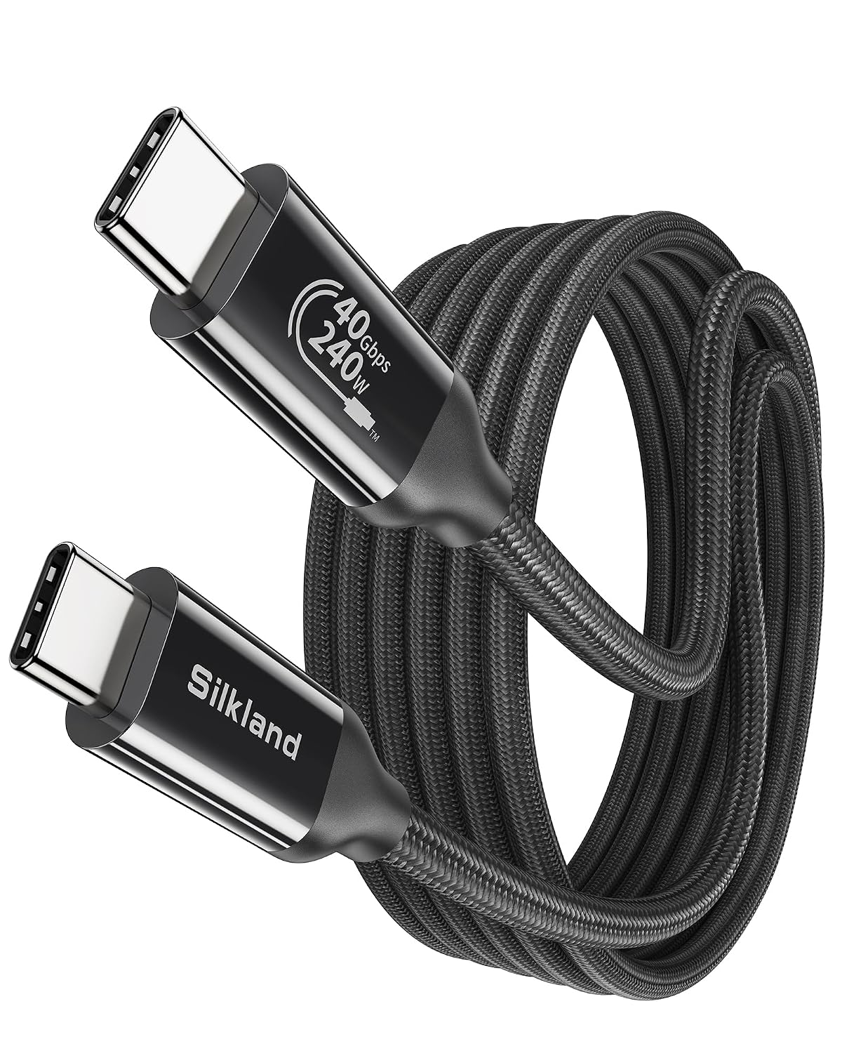 Detalle de Silkland cavo USB4/Thunderbolt 4 40Gbps da 2 m con ricarica fino a 240W e supporto 8K HDR