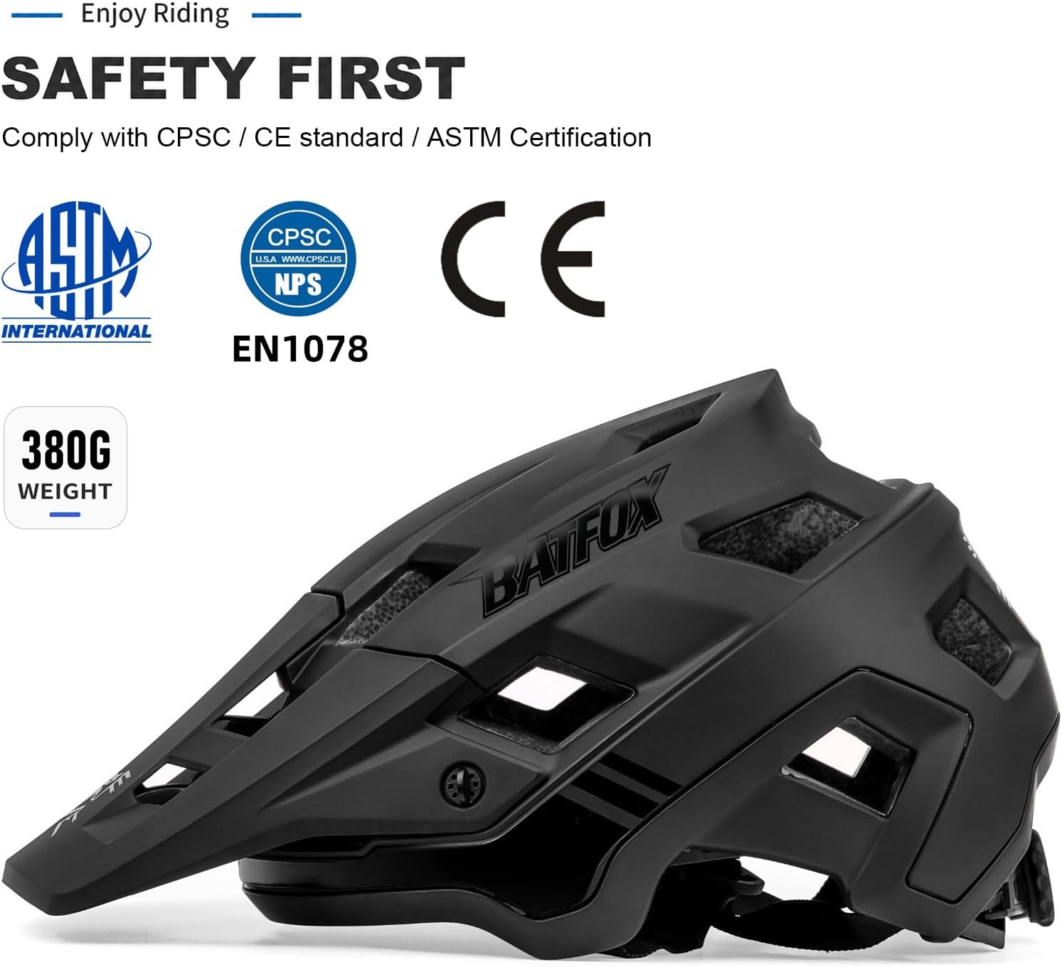 Detalle 2 de BATFOX 303 Mountain Bike Helmet, L (58–61 cm), 18 Vents and Visor