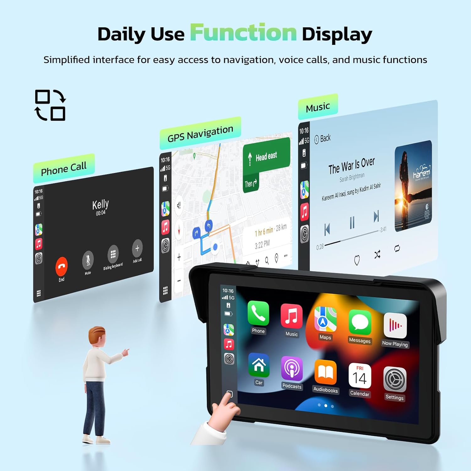 Thumbnail 6 de LAMTTO 7-Inch Wireless CarPlay GPS Navigation System for Motorcycles