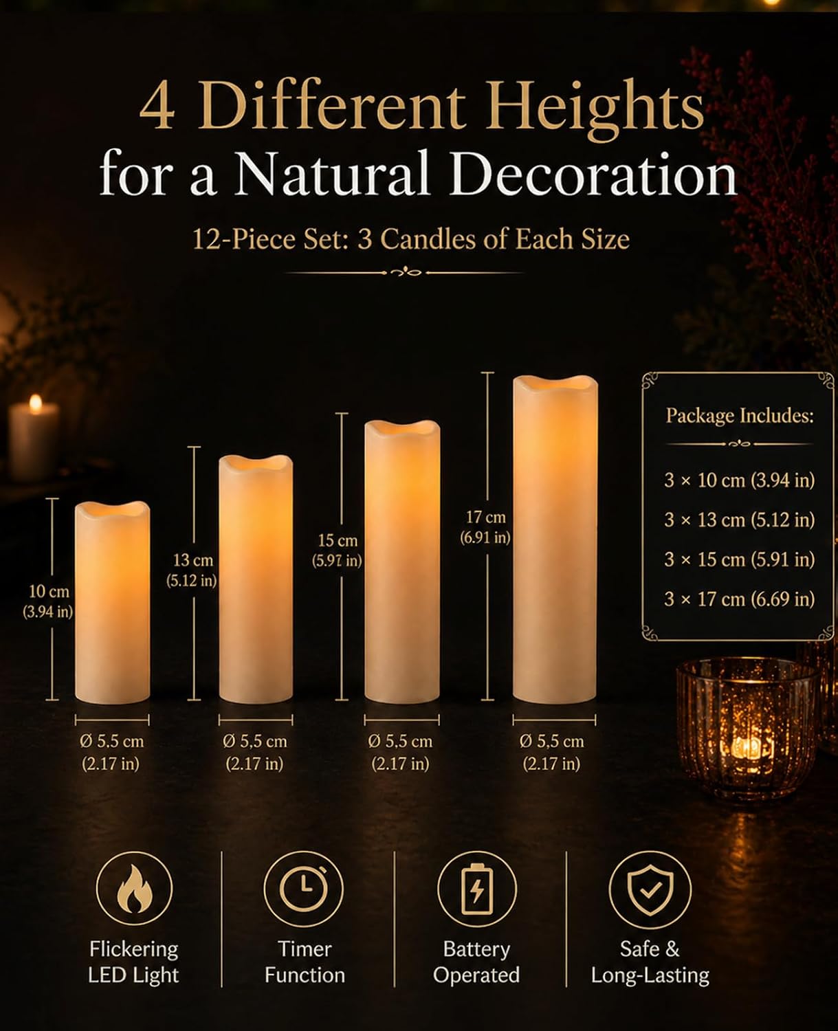 Thumbnail 6 de Fanzir Fanzir Outdoor wasserdichte LED-Kerzenlampe mit Fernbedienung – 12er-Set für Indoor & Outdoor
