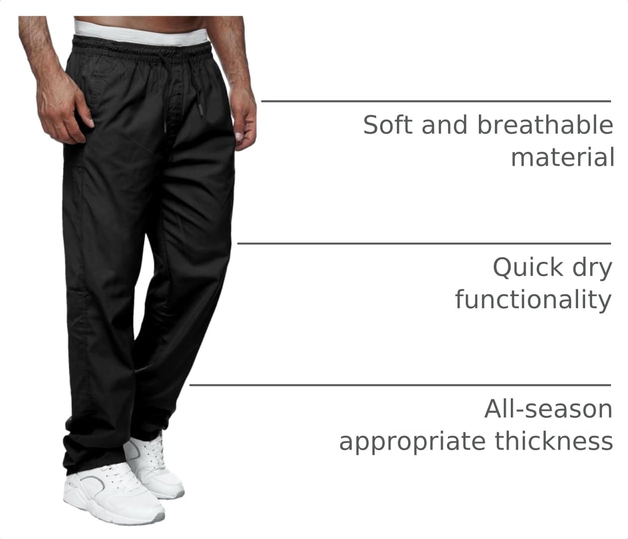 Detalle 2 de Comdecevis Men's Relaxed Fit Casual Pants, Elastic Waist and Drawstring