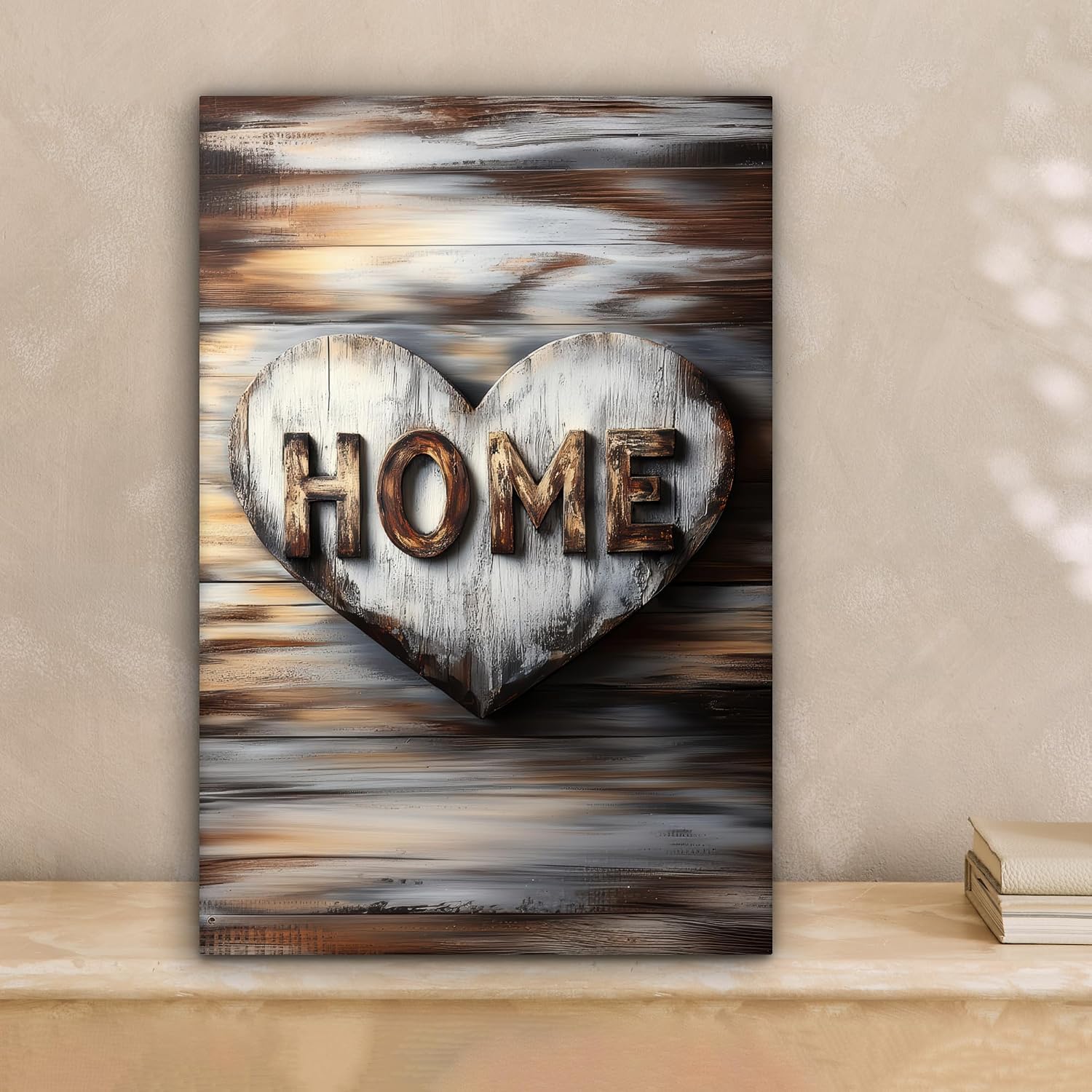 Thumbnail 5 de MuchoWow hart op canvas 20 x 30 cm, portretformaat met houten frame