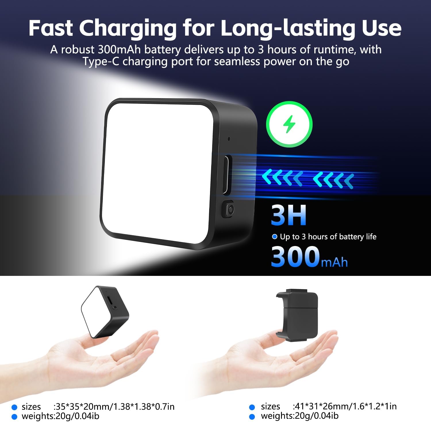 Detalle de HAFOKO Pocket 3 Magnetic LED Light 300mAh for cameras