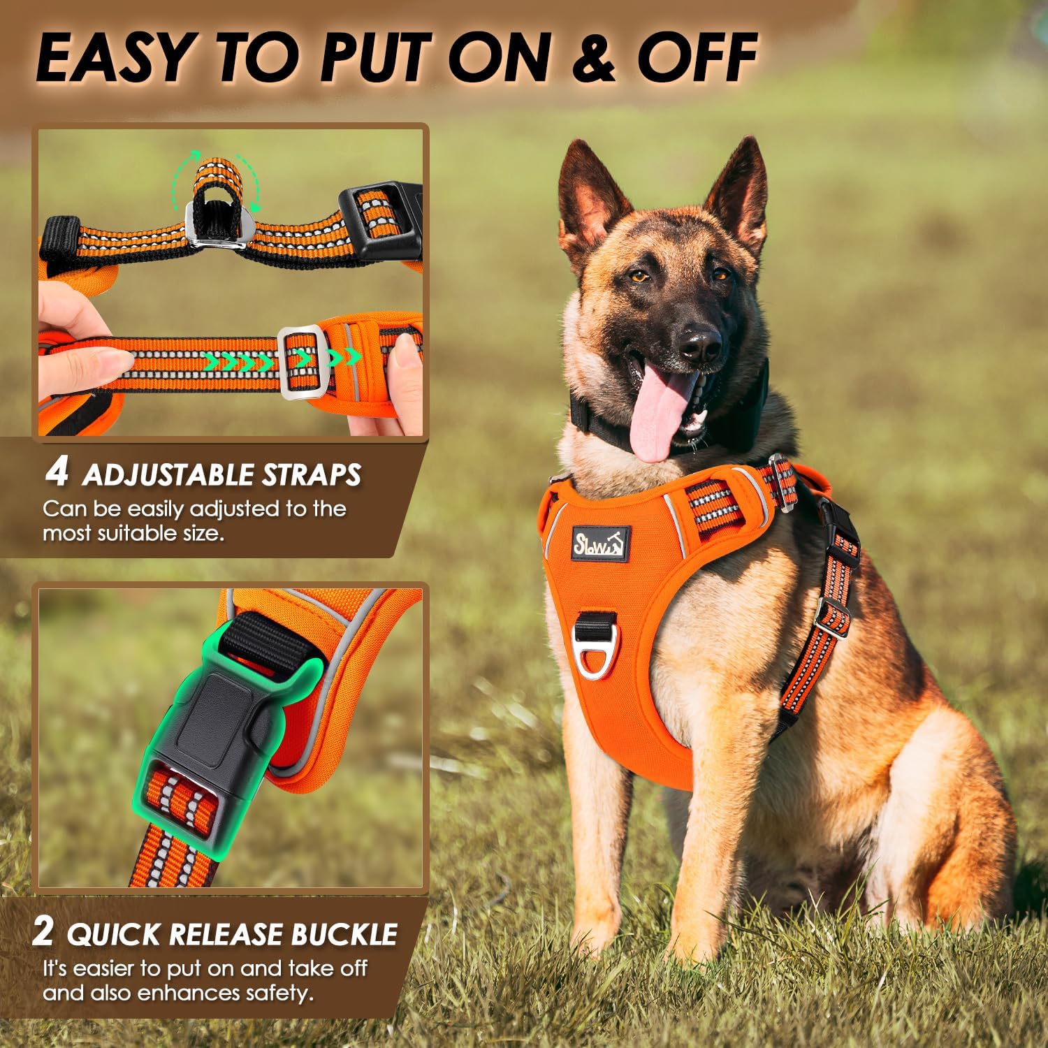 Thumbnail 6 de Eyein Large Dog Harness (XL) – Anti-pull adjustable dog vest with 2 clips, reflective straps and padded handle