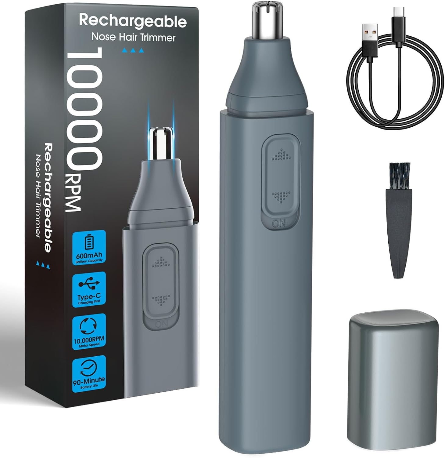 Detalle de JISHO Nose Hair Trimmer 10,000 RPM – USB rechargeable 🪒
