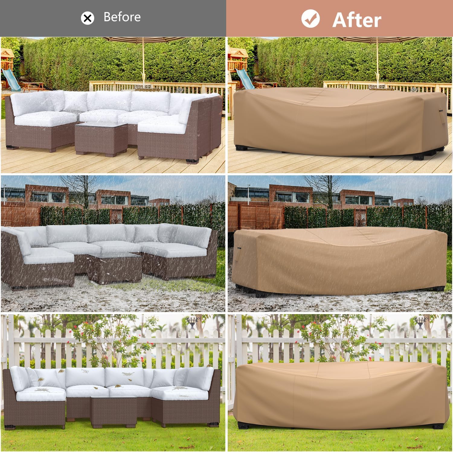 Thumbnail 6 de Mrrihand Patio Furniture Cover 108"L x 82"W x 28"H