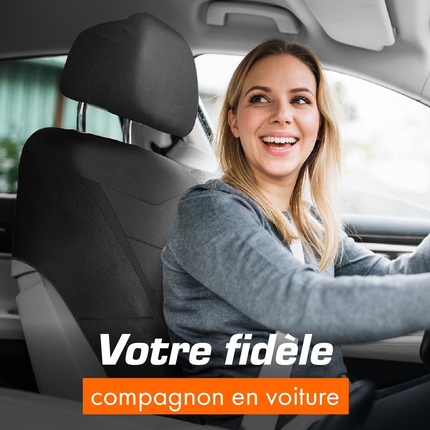 Detalle 2 de Upgrade4cars Housse de Siege Voiture Universelle Noire – Ensemble complet pour avant et arrière