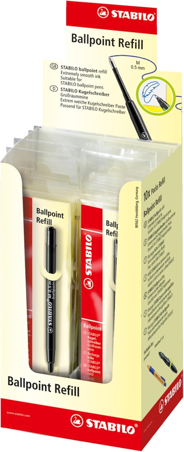 STABILO Recharge – Lot x 10 recharges stylo bille STABILO pointball Noir