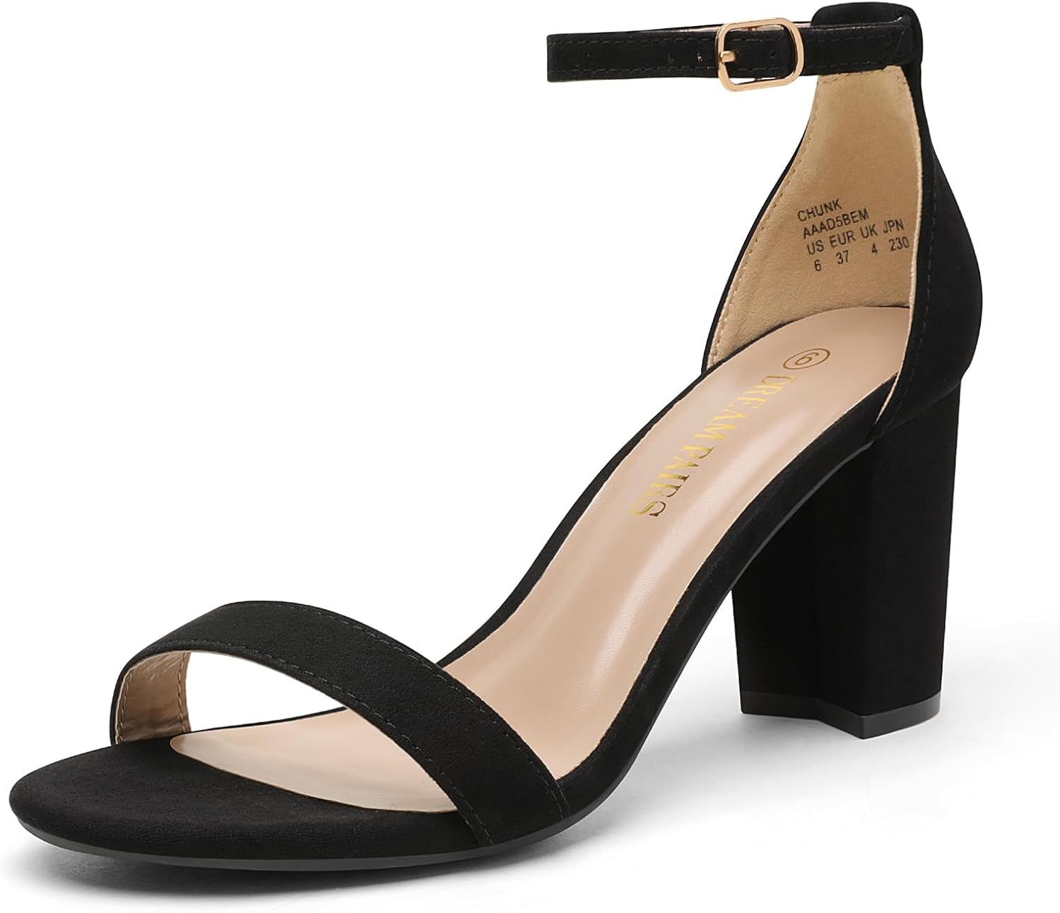 Detalle de DREAM PAIRS Women’s Chunk Low Heel Pump Sandals with Adjustable Buckle