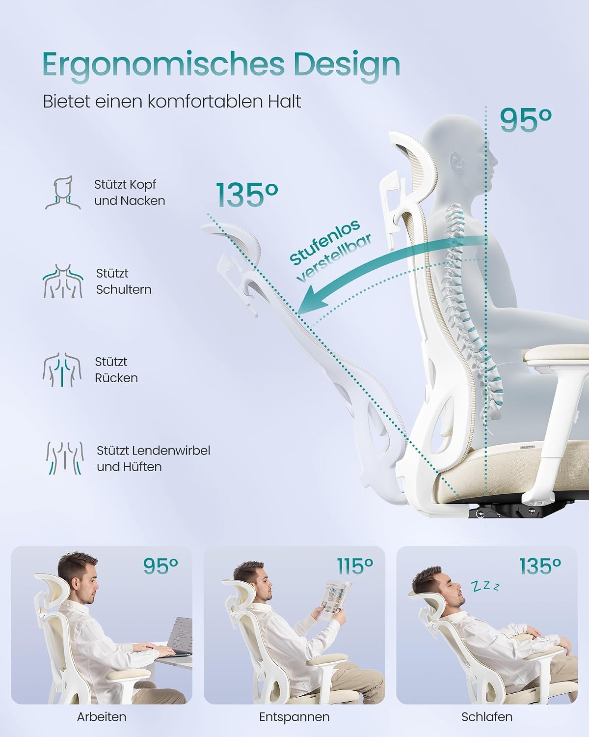 Thumbnail 3 de SONGMICS Bürostuhl ergonomisch leistungsstark und komfortabel