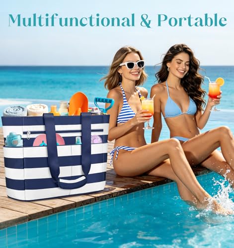Detalle 2 de ENONEO Bolsa de Playa Grande XXL con Cremallera: resistente, impermeable y práctica para toda la familia