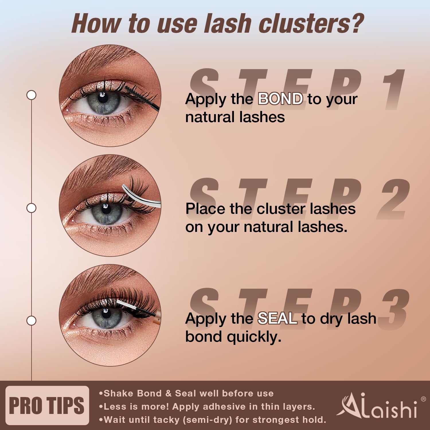 Thumbnail 6 de AILAISHI Lash Clusters Kit: DIY Cluster Eyelash Extensions (60D+80D+100D, 224pcs) with Bond & Seal