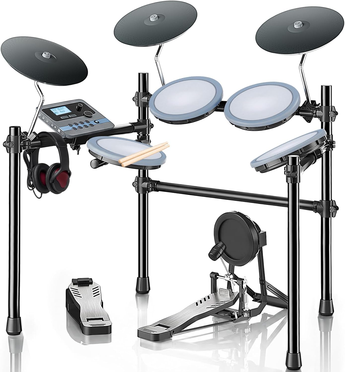 Detalle de MOSEN UMED Electronic Drum Set, 450 Sounds, 50 Kits, Quiet Mesh Pads