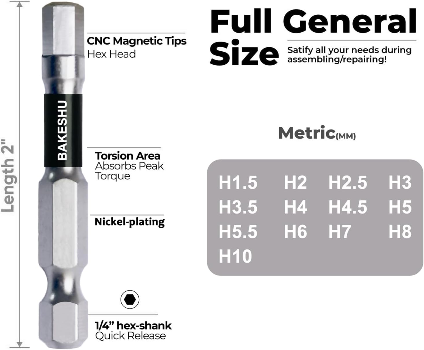 Detalle de BAKESHU BKSlsd507A T-Handle Allen Key Set, S2 Bits, 13 Metric Sizes