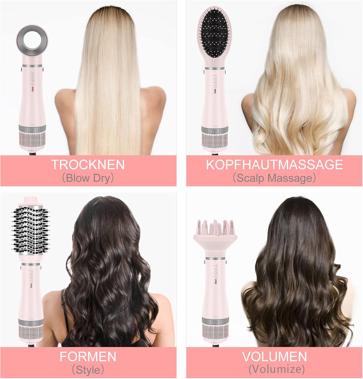 Detalle 2 de PARWIN PRO BEAUTY 4 in 1 Haartrockner Warmluftbürste Set – Styling, Glätten & Volumen in einem
