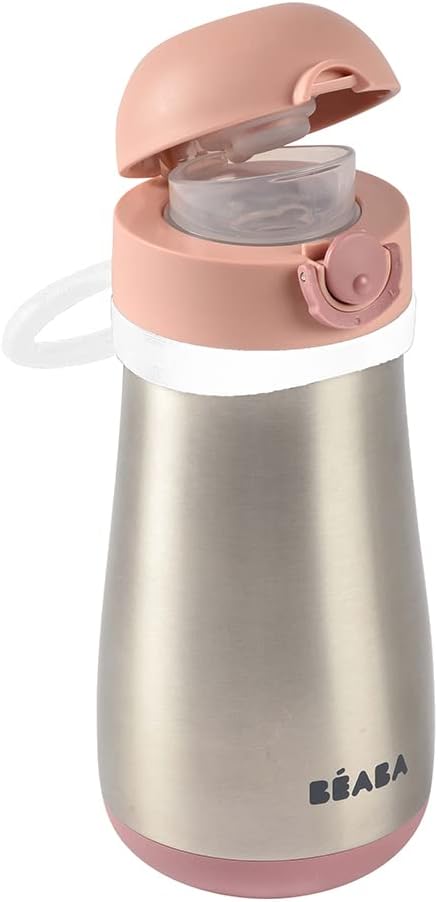 Detalle de BÉABA 2 in 1 Bottiglia in Acciaio Inossidabile 350 ml Verde Salvia – Bere senza tettarella, comoda e versatile