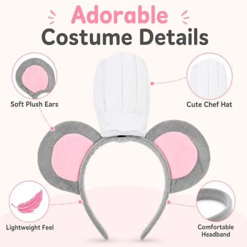 Thumbnail 8 de JOINPAYA Mouse Ears and Chef Hat Costume Headband