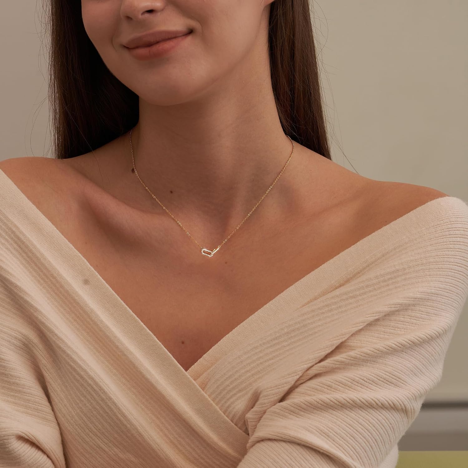 Detalle de Freekiss Paperclip Pendant Necklace 14K Gold-Plated