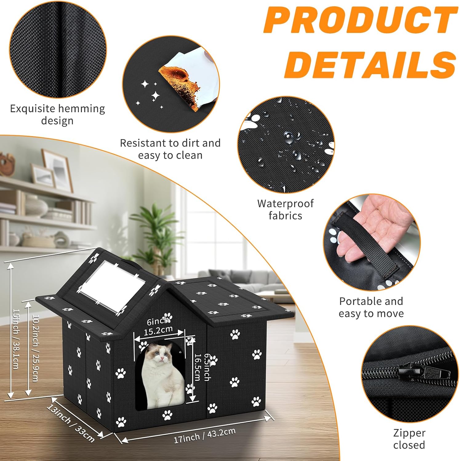 Detalle de SELBATON Katzenhaus für draußen 🐾