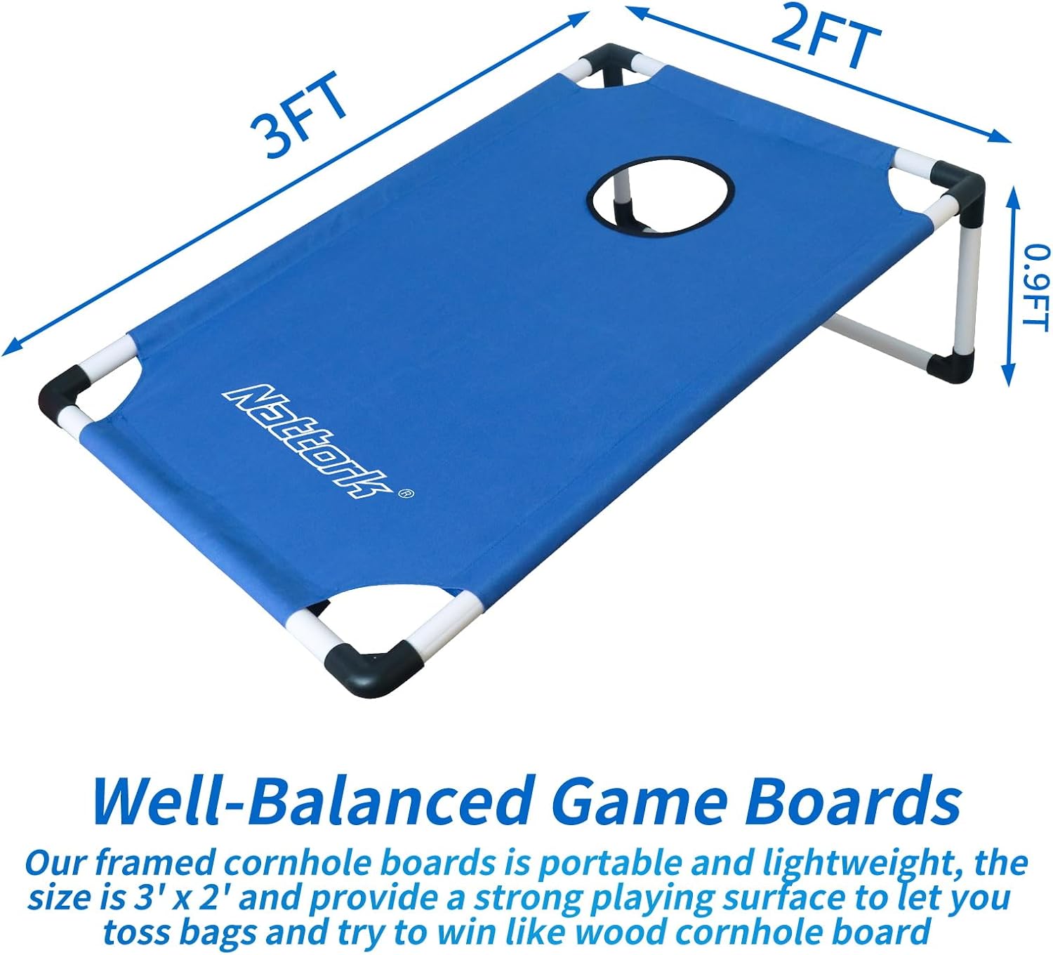 Detalle de Portable PVC-Framed Cornhole Set: 2 Boards, 8 Bags, and Carrying Case