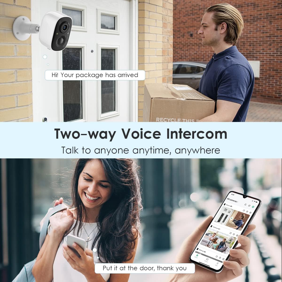 Detalle de GMK Security Cameras Wireless Outdoor 4 Pack (2K Battery Powered) with 2-Way Talk, Color Night Vision, IP65