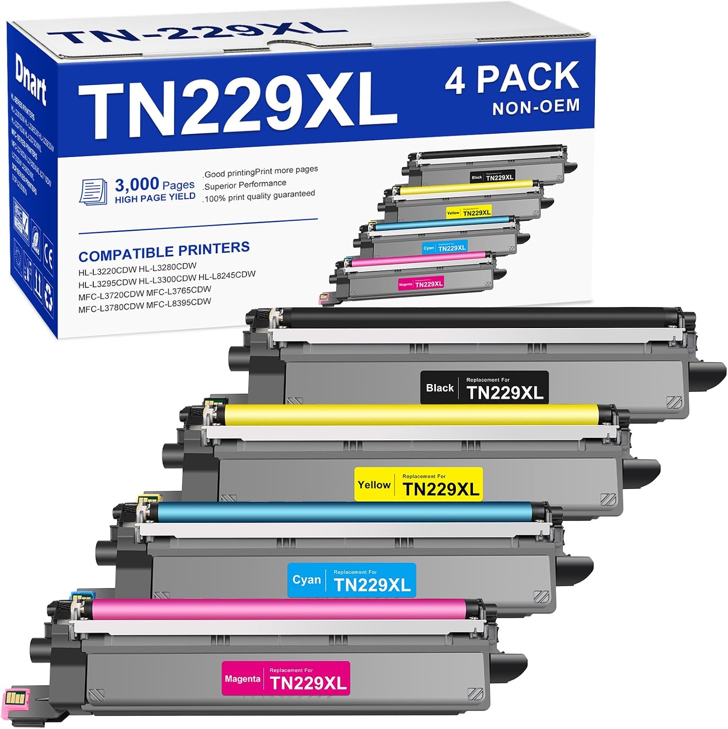 Detalle de DNART TN229XL Toner Cartridge Replacement, 4-Pack for Compatible Brother Printers
