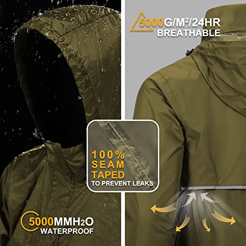 Detalle de Outdoor Ventures Men's Waterproof Rain Jacket Packable Hooded Pullover