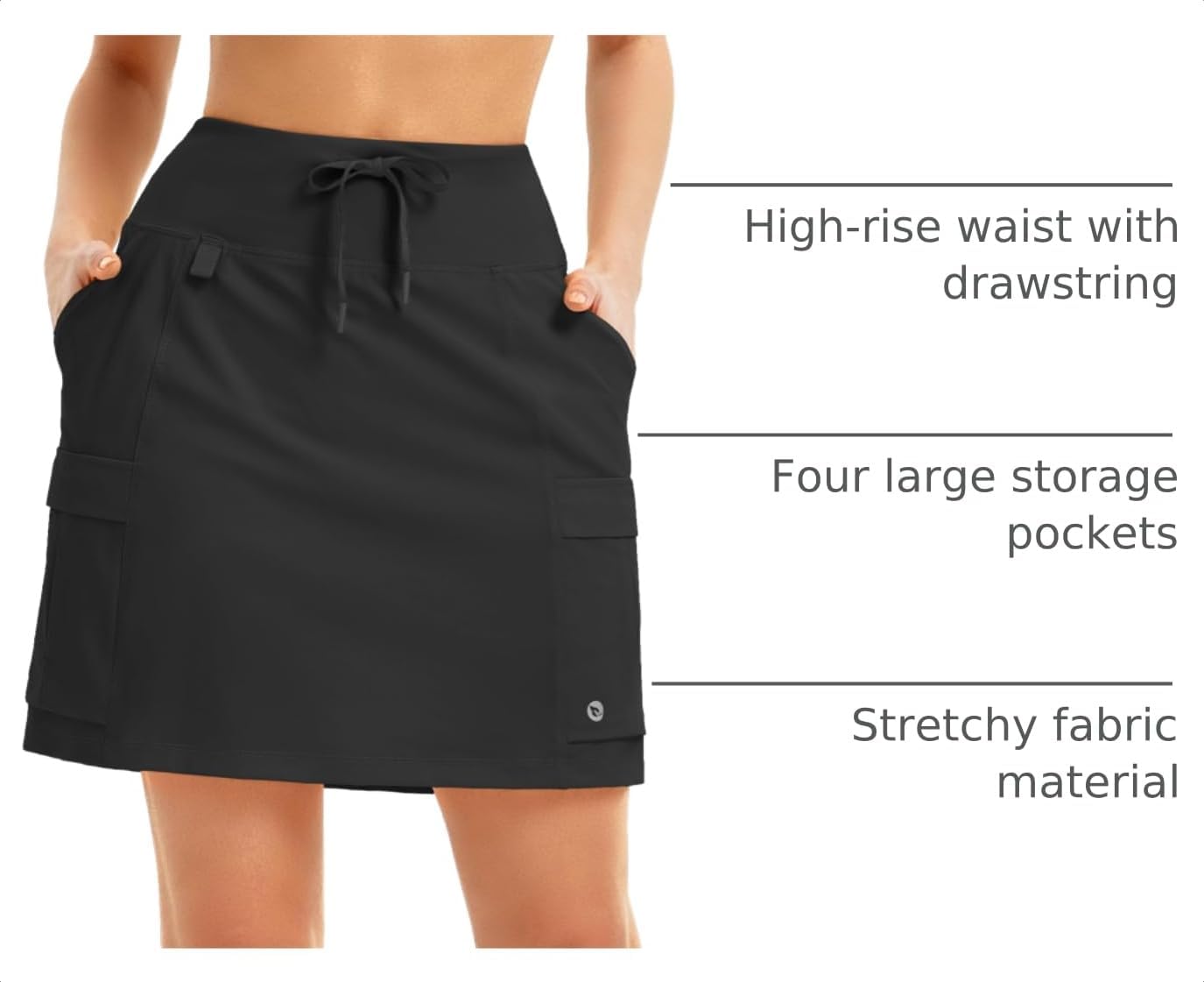 Detalle 2 de baleaf Women's 16" Hiking Cargo Skort Skirt High Waisted with Pockets UPF 50+ Sun Protection Quick Dry
