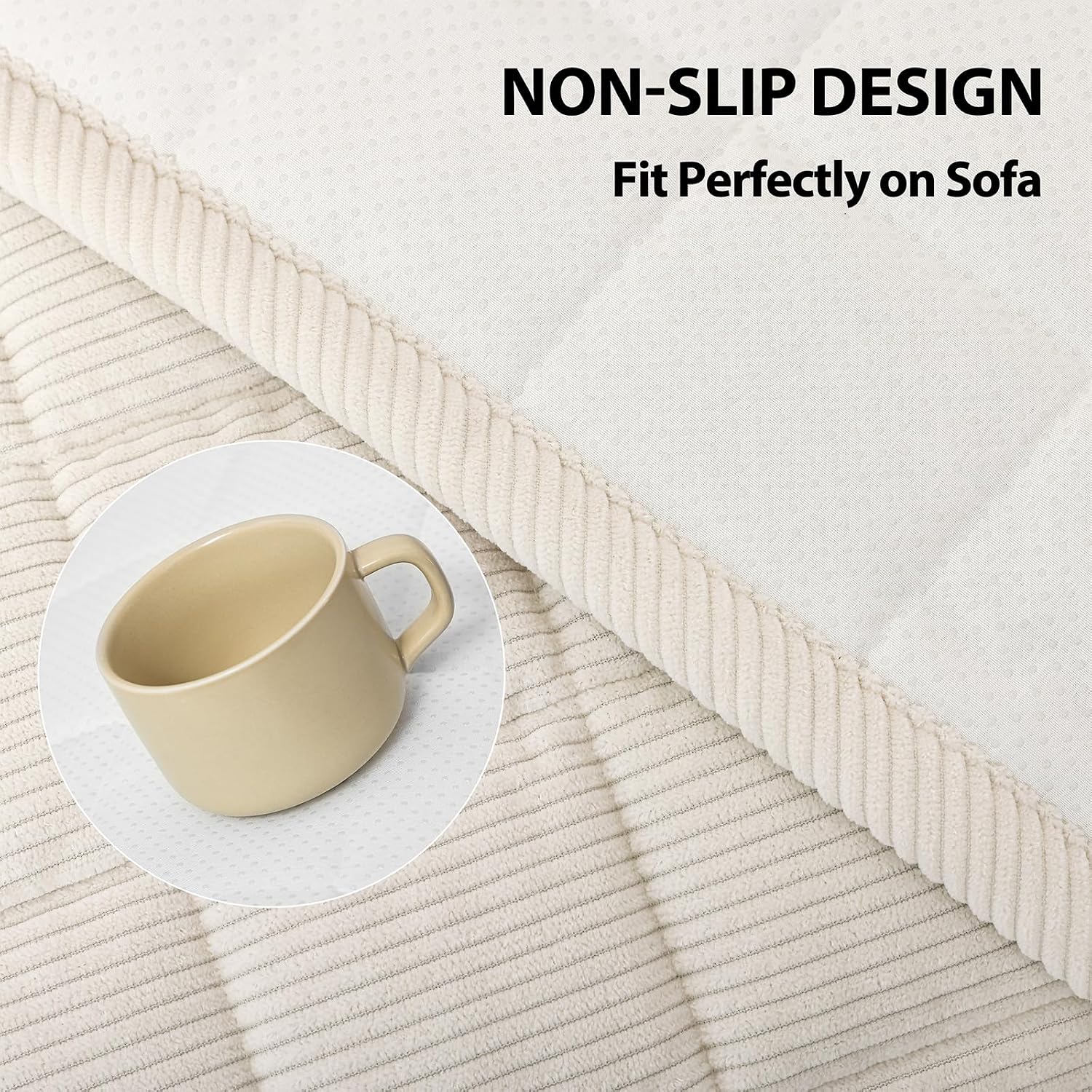 Detalle de Fixwal SO-UDSW-PLK4 Corduroy Dog Couch Cover, 27.6" x 59", Off White
